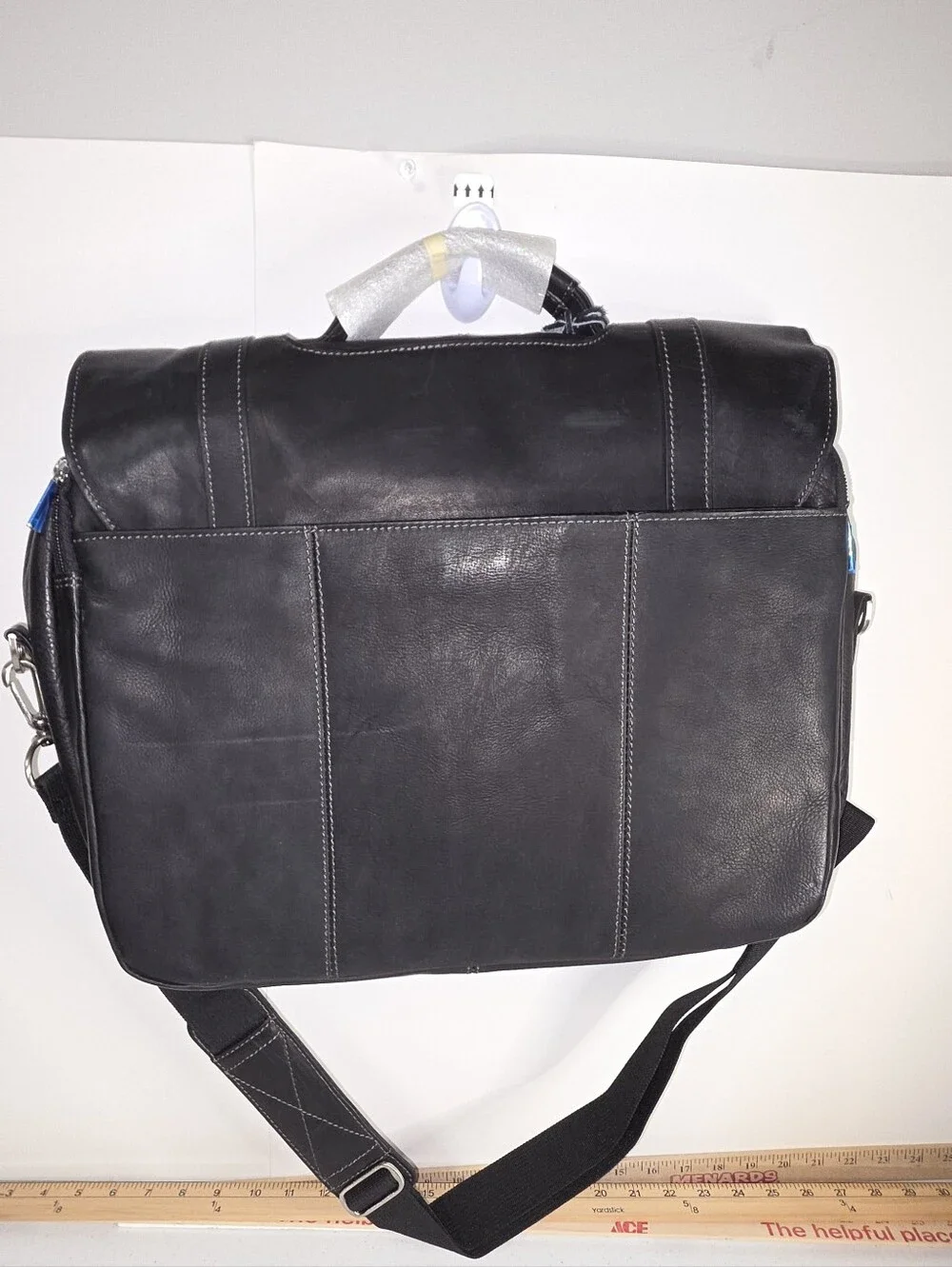 Andrew Marc New York Black Leather Retro Messenger Bag Laptop Briefcase NWOT